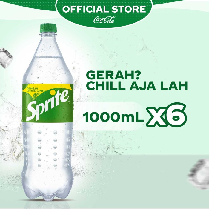 

Sprite Lemon Lime Minuman Soda - Botol 1L x 6pcs