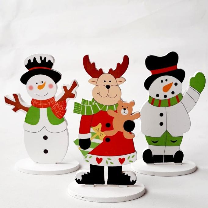 

Pajangan Kayu Santa Hiasan Natal Dekor Patung Santa Snowman Raindeer Limited Edition
