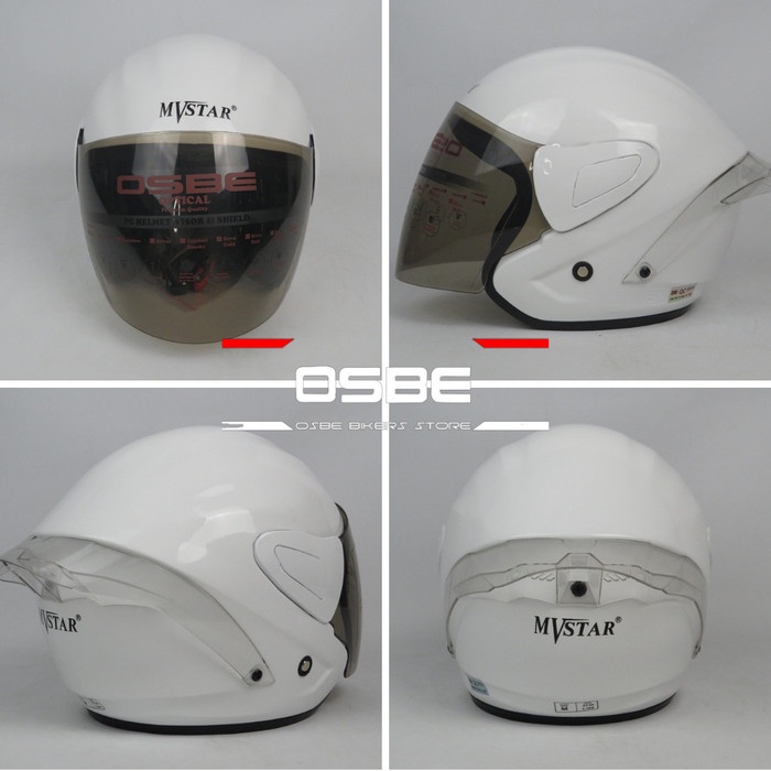 Helm Mvs Rtech / Helm Half Face / Mvstar Windtail Carbon Dan Polos