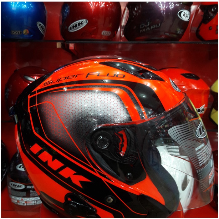 Helm Ink Metro 2 Motif Black Red Fluo Halface Metro Super Fluo