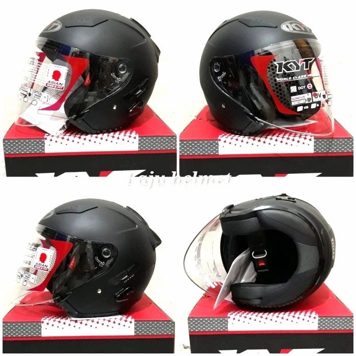 Helm Kyt Galaxy Flat R Double Visor Flat Solid Hitam Doff