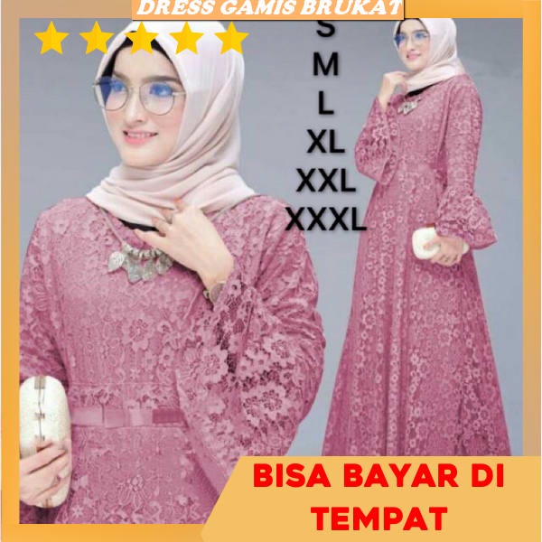 Dress Korean Style Hijab Dris Muslimah Elegan Long Dres Korean Style Gamis Brukat Terbaru 2023Mewah 