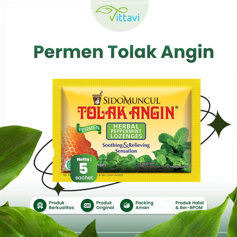 

Sidomuncul Permen Tolak Angin 5 Butir Permen Herbal Pelega dan Penyegar Tenggorokan