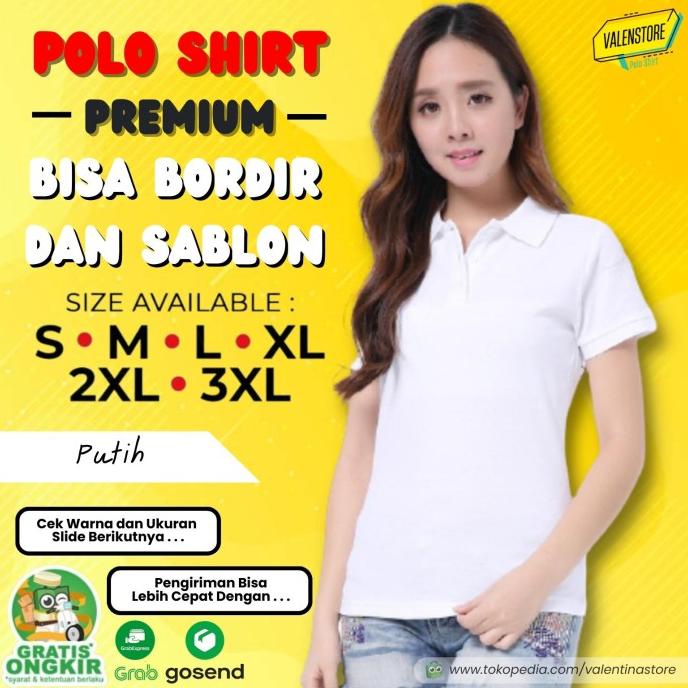 Kaos Polo Wanita Kaos Kerah Polo Shirt Wanita Polos Premium Putih