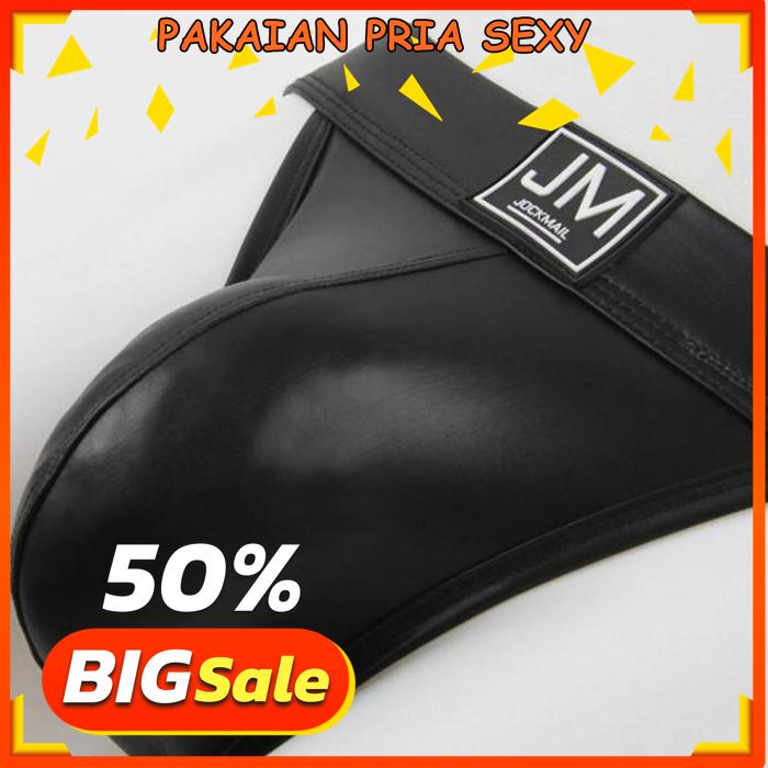 ONGKIR NOL JOCKSTRAP SEMI - LEATHER LIKE (FAUX LEATHER) - JOCKMAIL - CELANA DALAM 