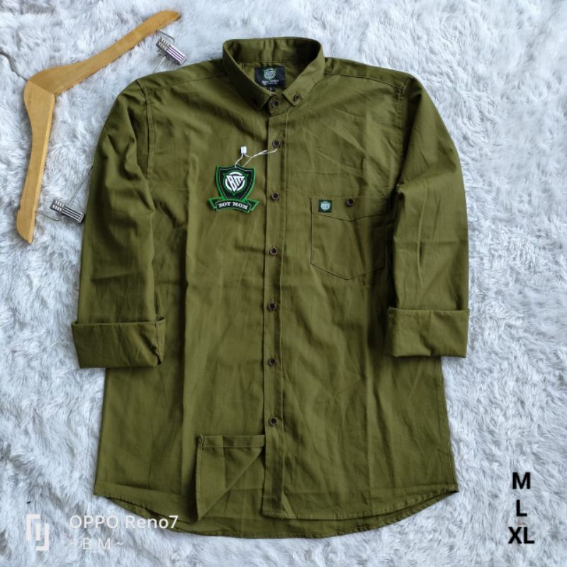 Kemeja polos army kemeja polos lengan panjang kemeja formal unisex pria wanita