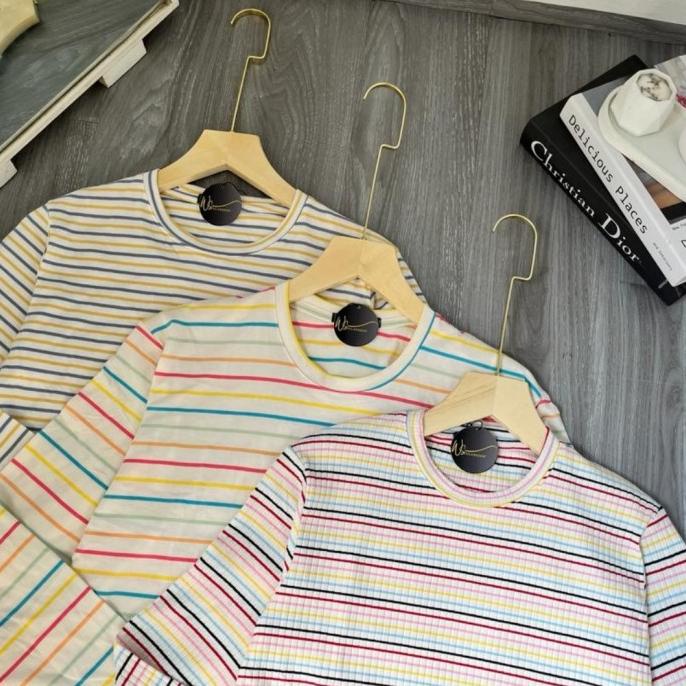 kaos salur lengan panjang wanita