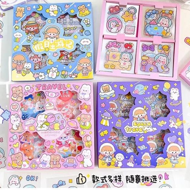 

------] 100 Lembar Sticker Decor Botol Diary Korea Lucu Anti Air Waterproof