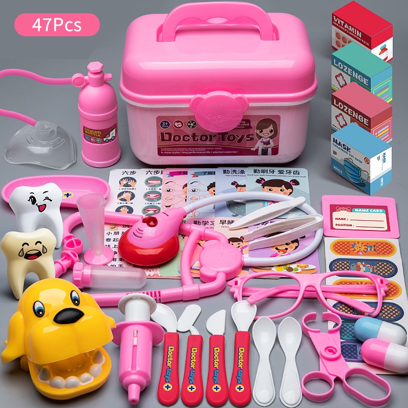 47Pcs Mainan Edukasi Anak Dokter Dokteran / Mainan Anak Dokter Set / Mainan Anak Perempuan / Mainan