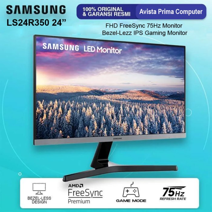 SAMSUNG S24R350 LS24R350FZE 24" FHD 75Hz FreeSync IPS Gaming Monitor