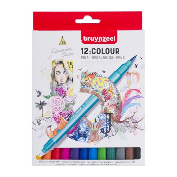 

Bruynzeel Fineliner / Brush Pen Set 12 Colours Bestseller Paint