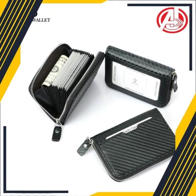 

:<:<:<:<] Dompet Kartu Anti Rfid Synthetic Leather Card Wallet 14 Slot Black