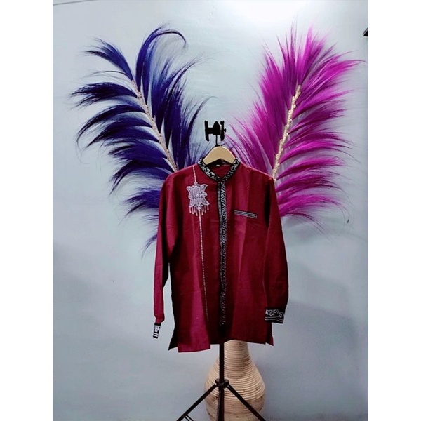 Baju koko motif bordir pintu aceh lengan panjang