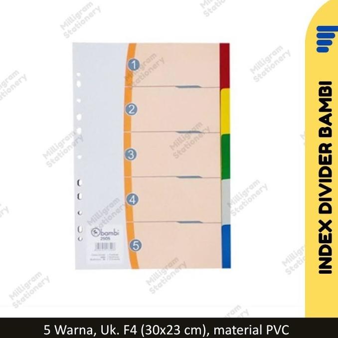 

+++++] Pembatas Ordner Bindex Plastik Bambi 2505 Folio/ Index Divider F4