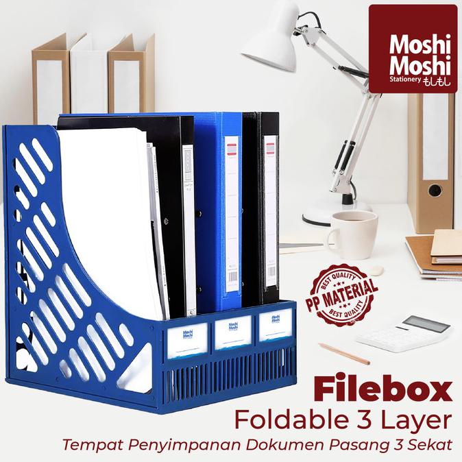 

:=:=:=:=] File Box Foldable 3 Layer Tempat Penyimpanan Dokumen Lipat 3 Sekat