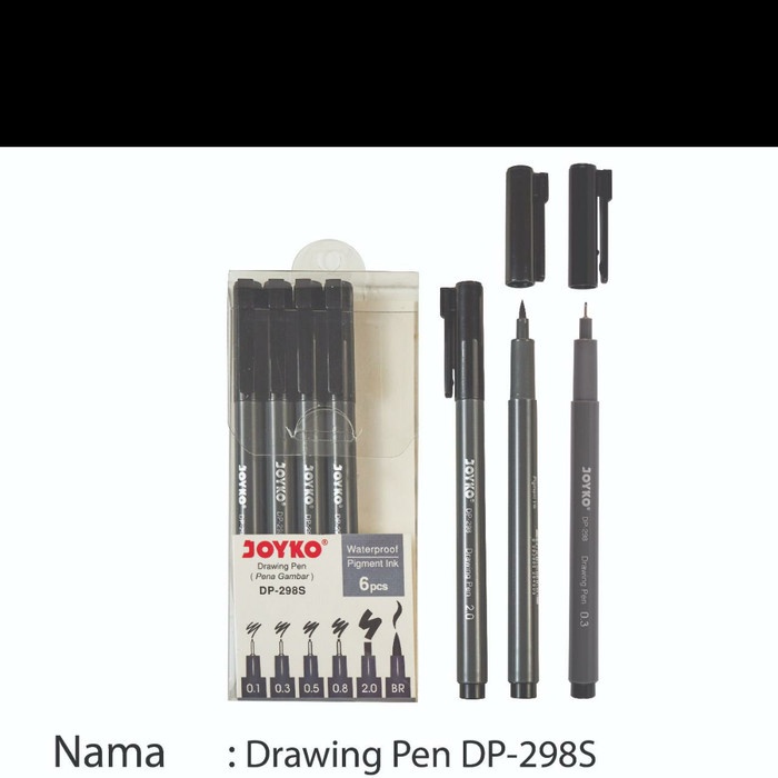 

Drawing Brush Pen 0.1 0.3 0.5 0.8 2.0 Permanen Hitam Joyko Dp-298S Terbaru