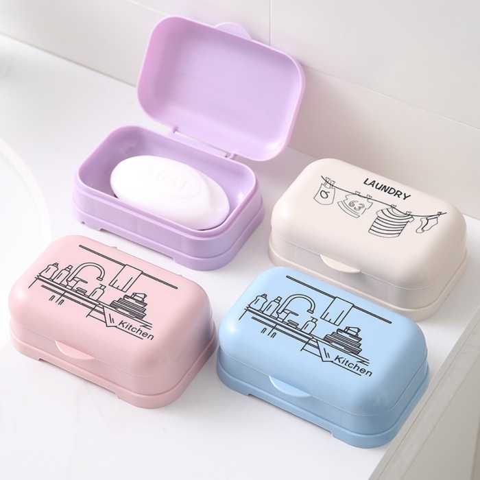 Terlaris Tempat Sabun Batang Mandi Anti Tumpah Tempat Sabun Travel + Tutup