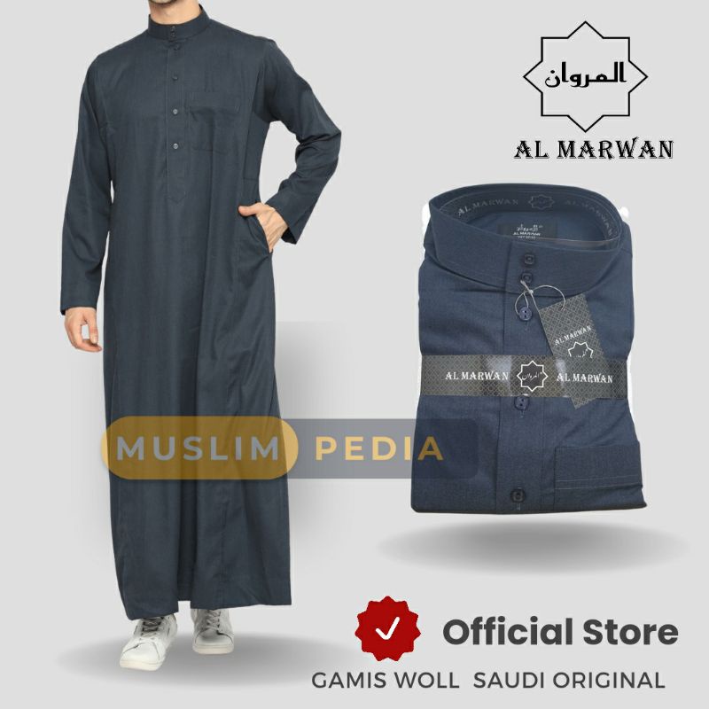 Jubah Woll Almarwan Gas Woll Pria Jubah Haramain Woll