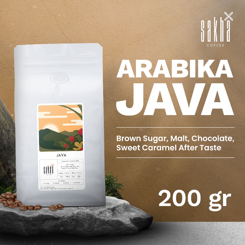

Sakha Coffee Biji Kopi Bubuk Arabika Jawa Java Arabica Coffee Roast Beans 200 Gram Coffe Roastery