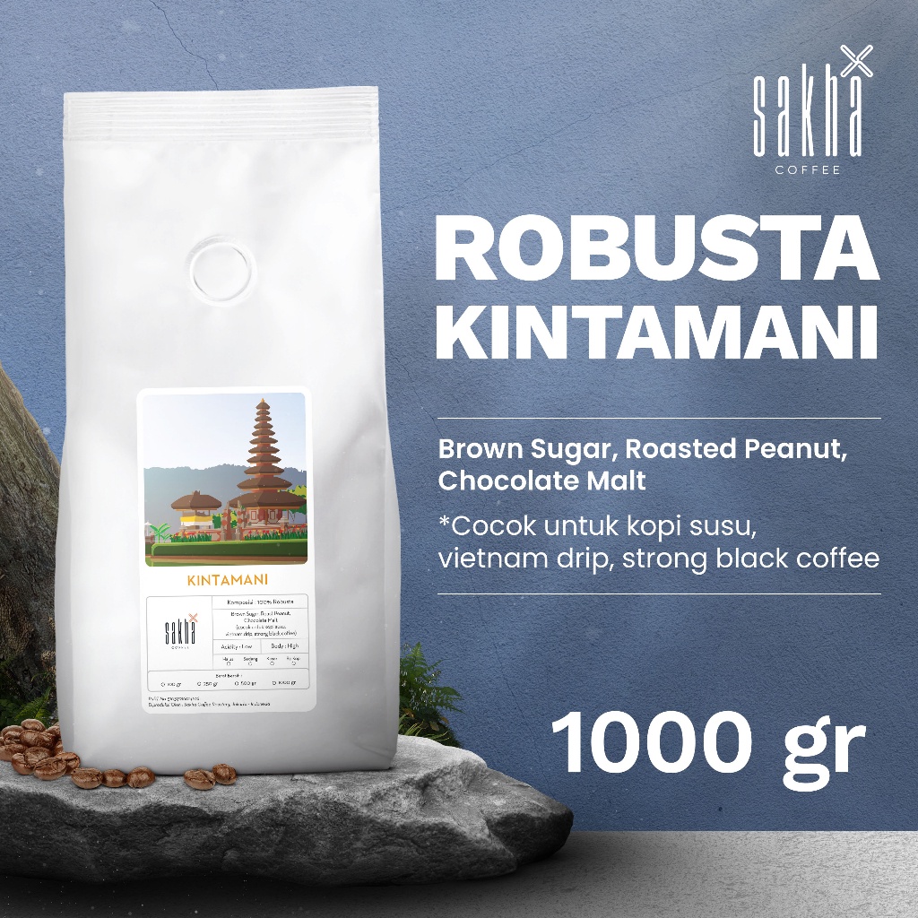 

Biji Kopi Bubuk Robusta Bali Kintamani Coffee Roast Bean Espresso Beans 1Kg Sakha Roastery