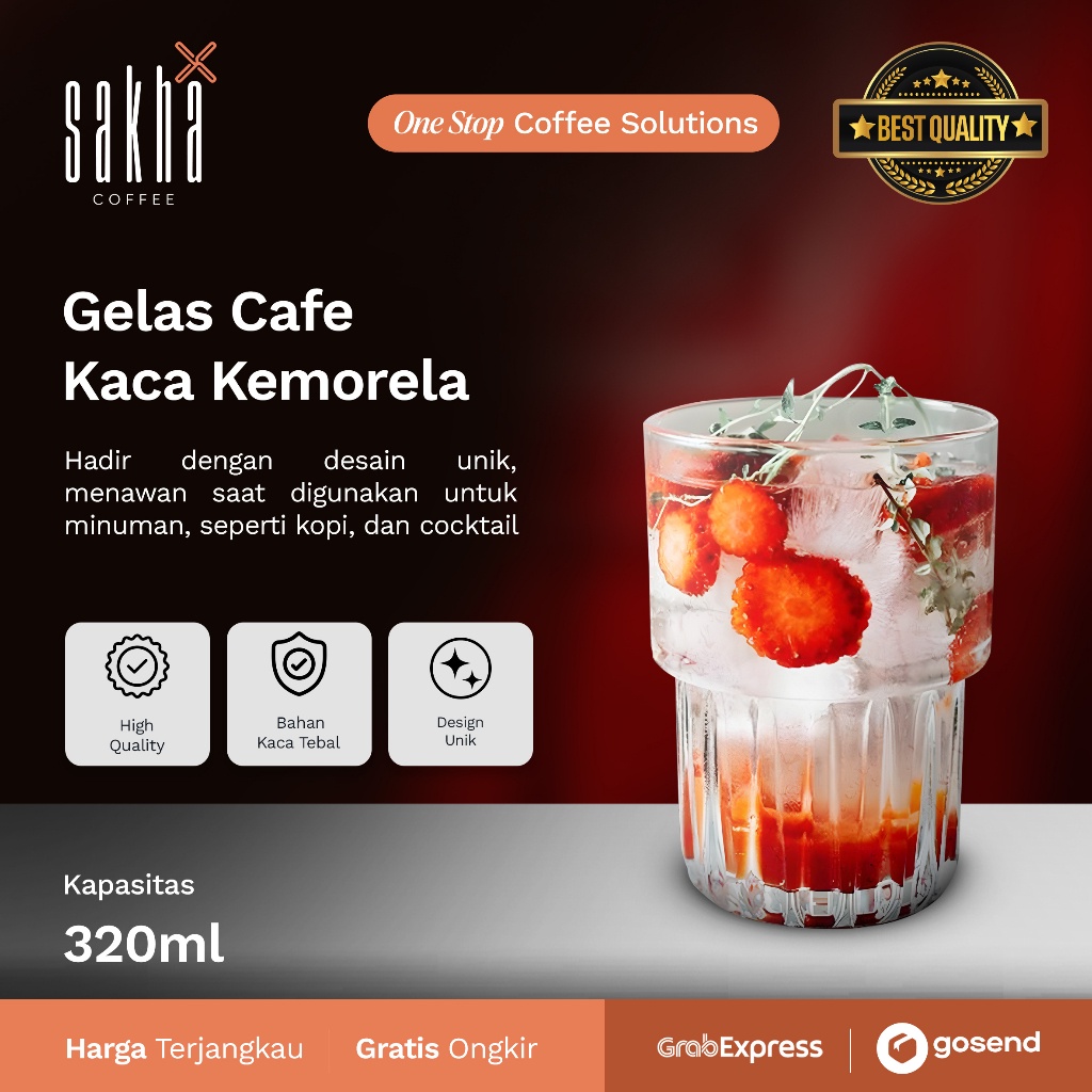 

Gelas Kopi Aesthetic Cangkir Home Cafe Glass Coffee Cup Original