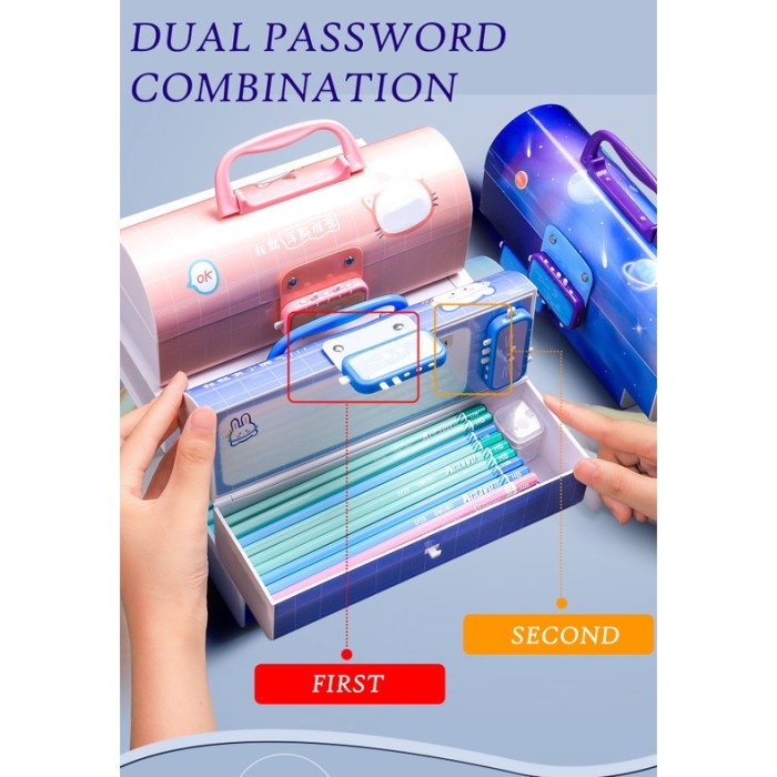

Kotak Pensil Dengan Kunci Pin Password, Pencil Case With Lock