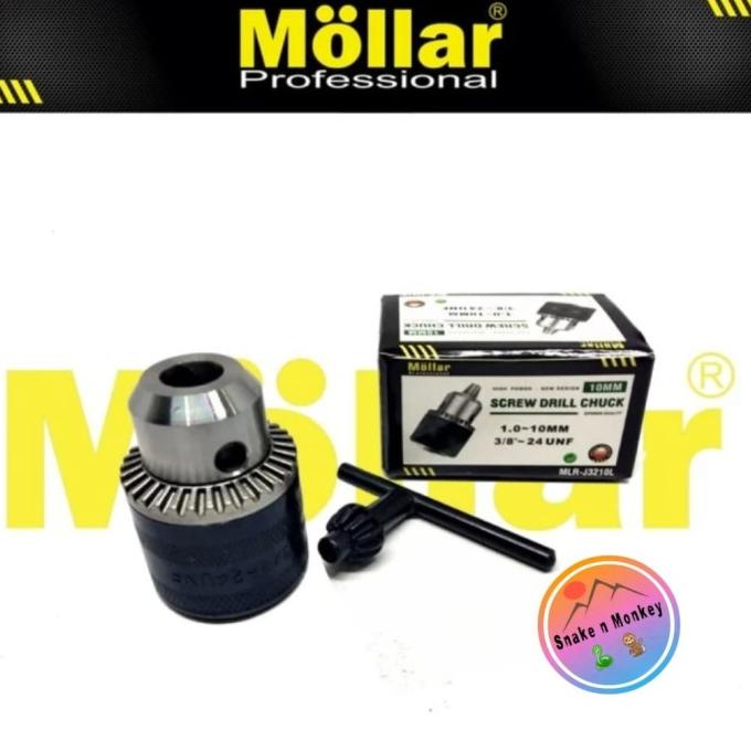 langsung order saja] Kepala Mesin Bor Listrik Tangan 10 mm MOLLAR / Screw Drill Chuck Drat