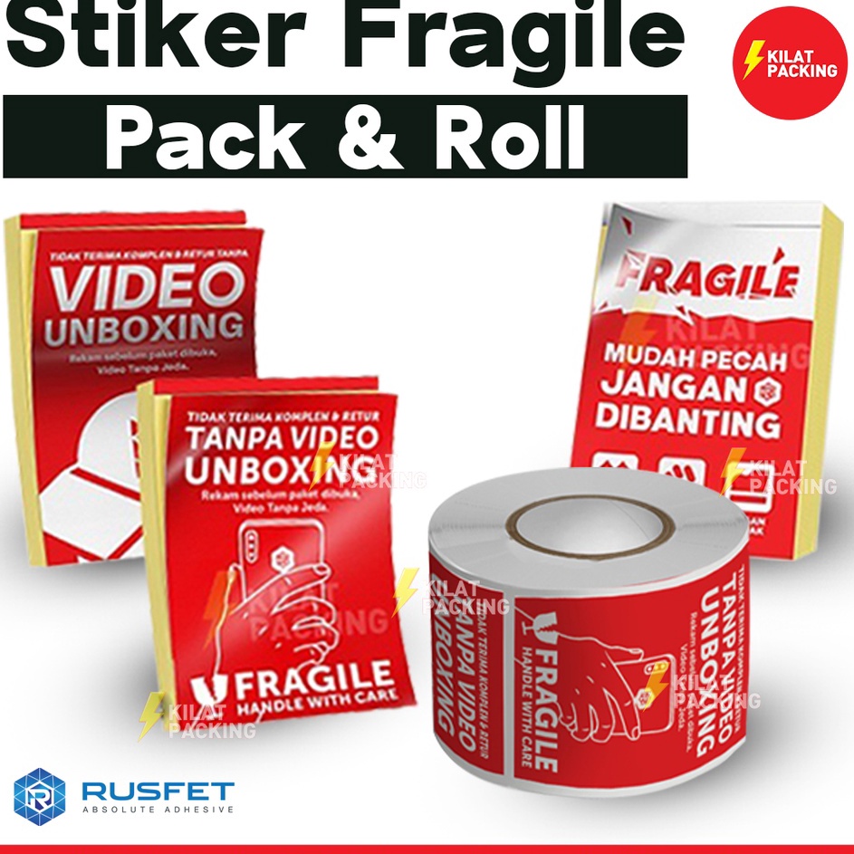 

VRVP6444 Sticker Unboxing with FRAGILE Rusfet | Tempelan / Label WAJIB VIDEO BUKA PAKET | Stiker Fragile Murah /PACK