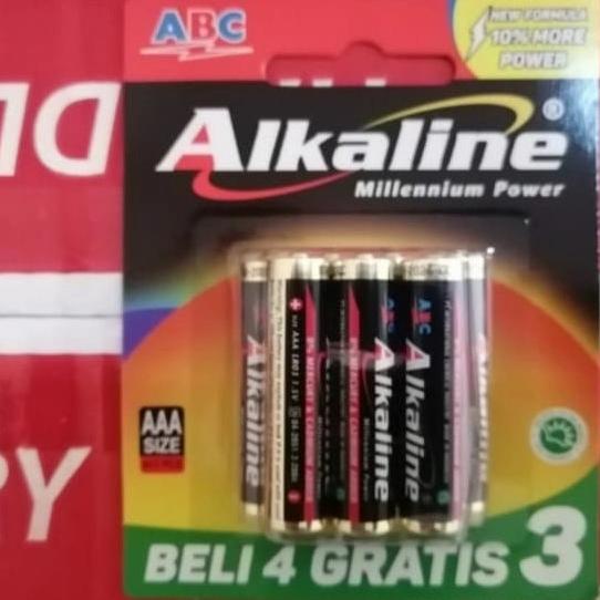 SALE Baterai ABC ALKALINE AAA isi 7 atau LR3 4B+3B Barang Baru Termurah
