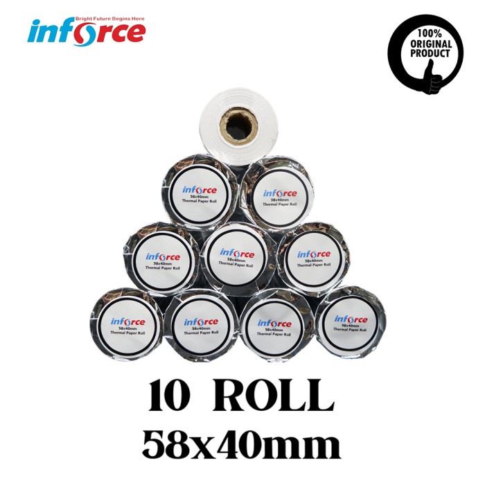 

Bestseller Kertas Thermal 58X40 Mm Inforce Paper Roll 10 Struk Nota Termal 58 40