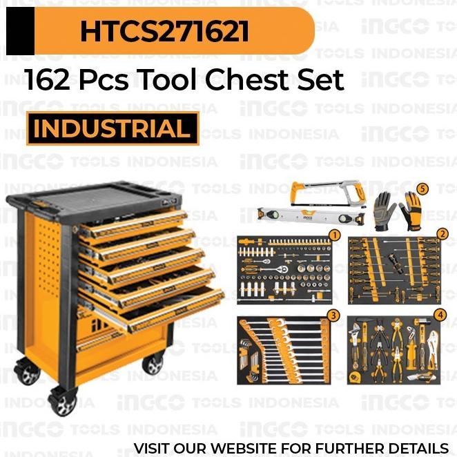 Mechanical Tool Kit Chest Set 162Pcs Ingco / Drawer Box Kotak Perkakas