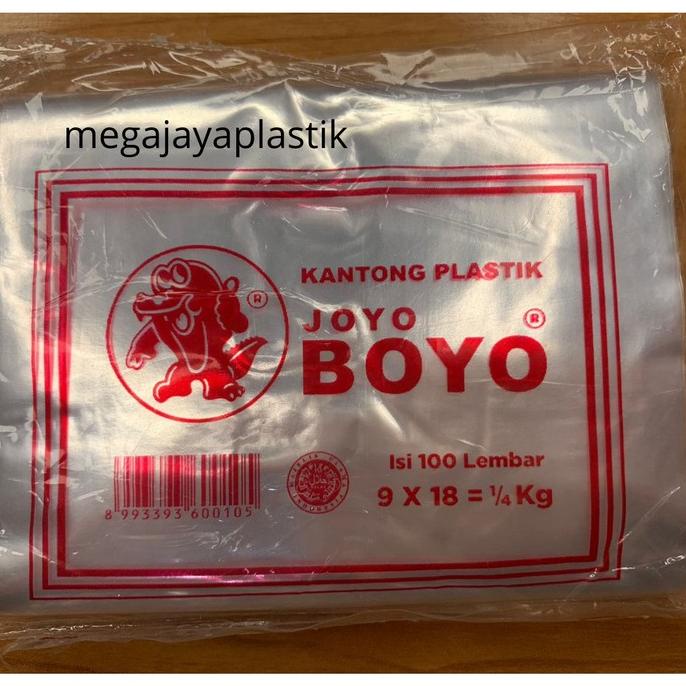 

Ready oke] Kantong Plastik PP 1/4 Kg Merk Joyo Boyo 9x18 isi 100lbr/pack