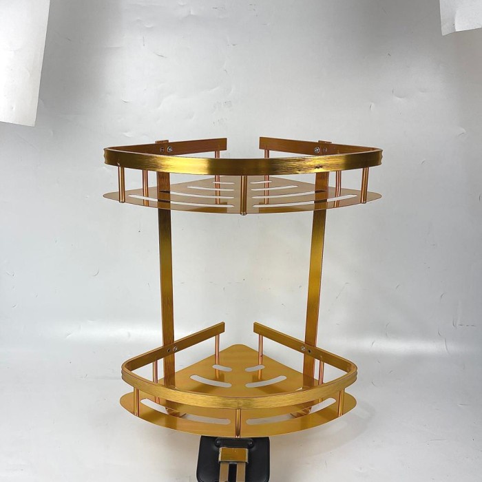 Promo Rak Sudut Stenlis Gold 2 Susun/Rak Shampo/Rak Sabun Stenlis