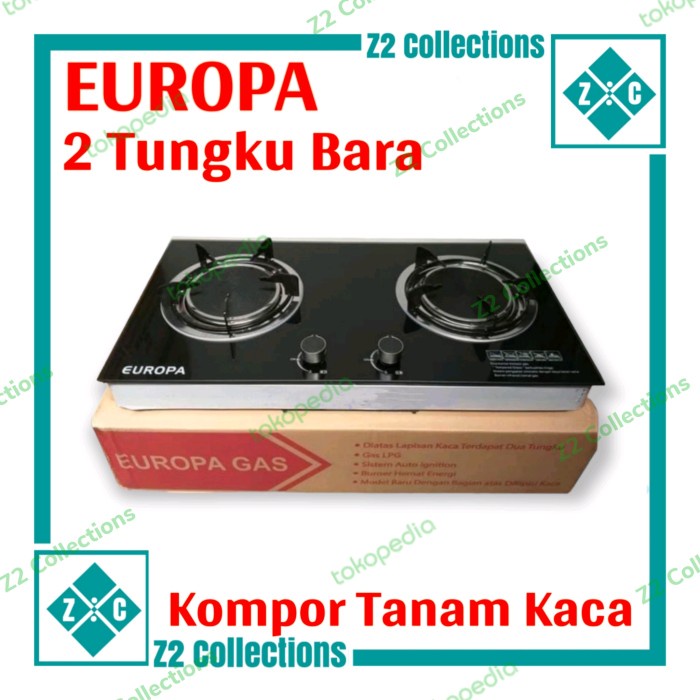 Kompor Kaca 2 Tungku Bara Europa Kompor Tanam / Duduk Tungku Infra Red