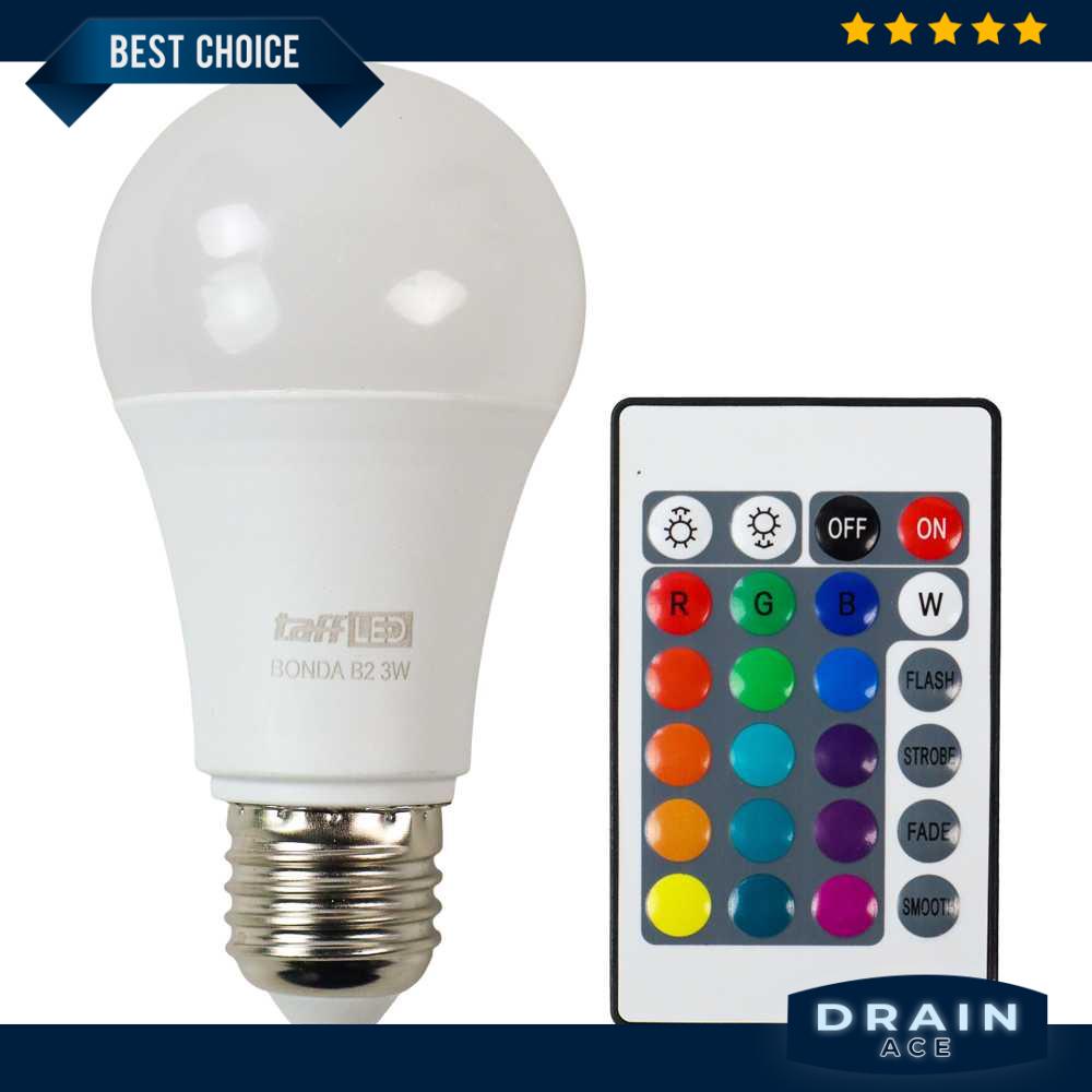 Lampu Bohlam RGB 3W dengan Remote Control Soket E27 Pilihan Warna Terang Dekorasi Kamar yang Fleksib
