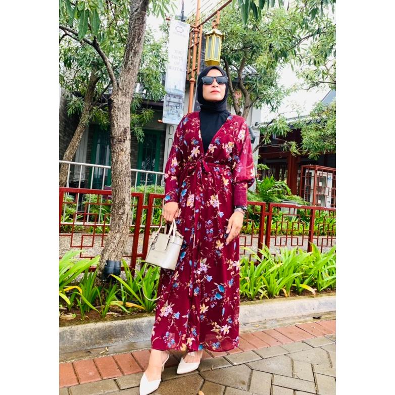 Murah Outer Almeera 2In1/1 Produk 2 Model/Ceruty Babydoll/Cardigan Ceruty/Outer Motif Bunga Grosir