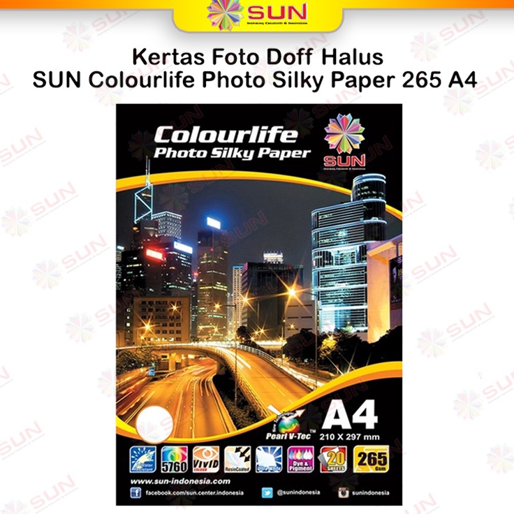 

Promo baru Kertas Foto Silky Doff A4 - SUN Colourlife Silky Photo Paper A4 ( Support epson/canon/hp/brother ori/dye/pigment/art paper ink - 664, 003, 673, 790, 810, BT5000, GT51 52, dll)