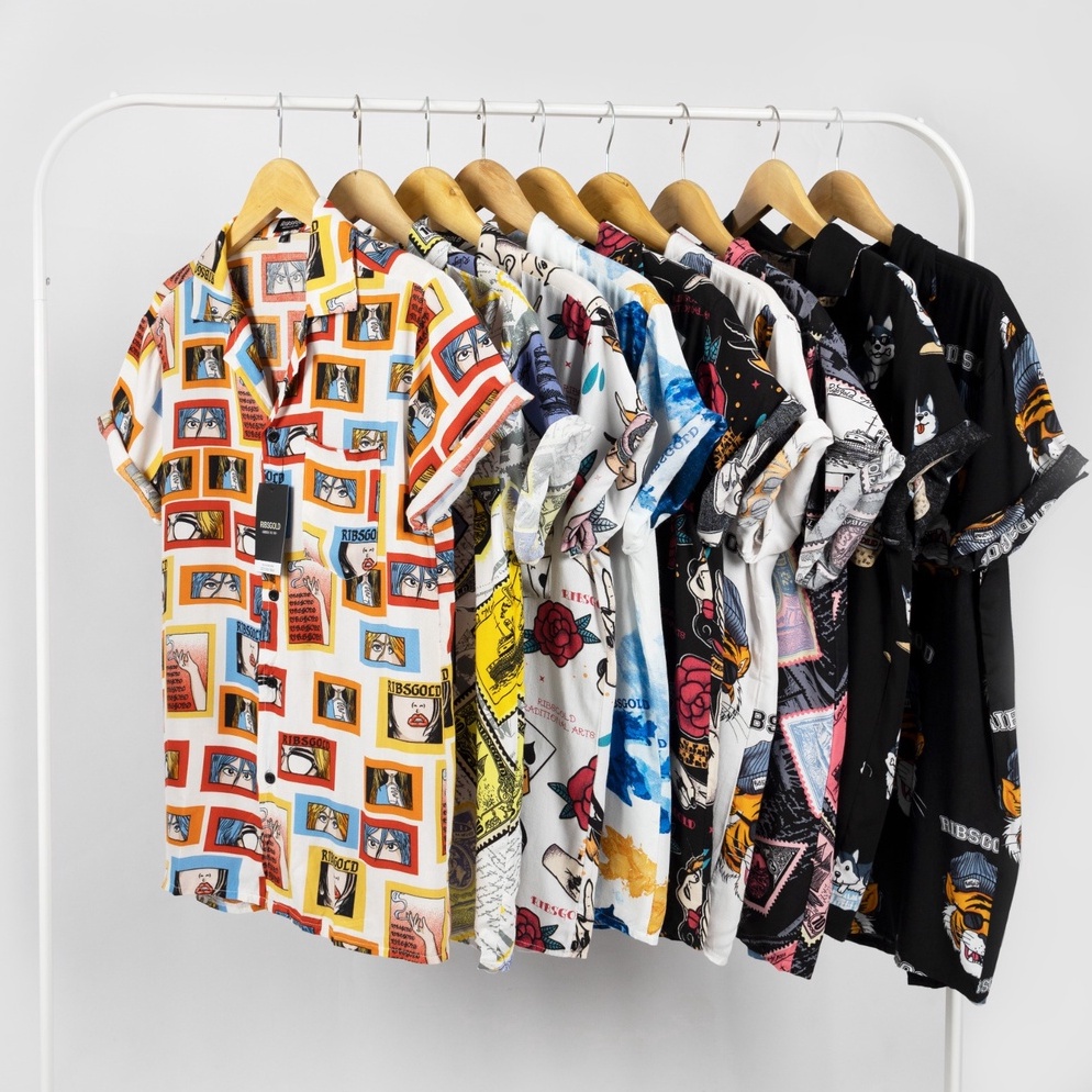 Ready.. Ribsgold Kemeja Pattern Pria Lengan Pendek