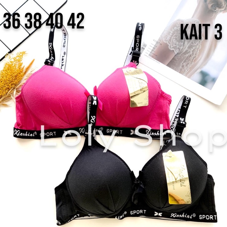 GZBX3012  Bra Wanita Dewasa Busa Tanpa Kawat Sporty XS #477 KAIT 3 Cup B / Bra Wanita Dewasa Import