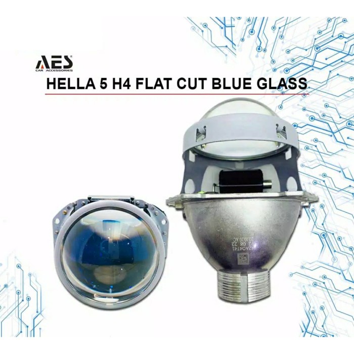 PROJECTOR LENS HELLA 5 FLAT CUT OFF BLUE GLASS 3 INCH PNP H4 terbaik