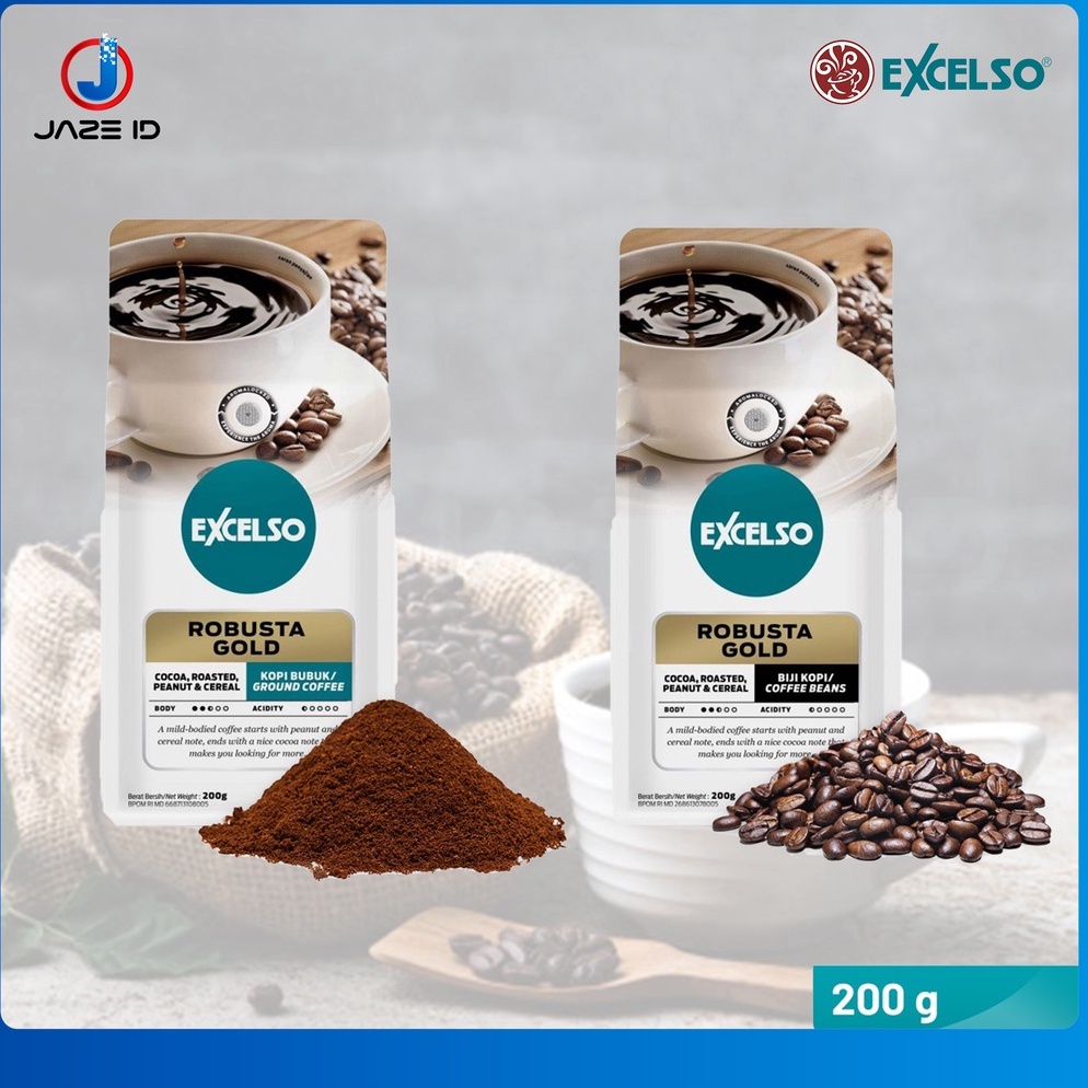 

Import Terlaris Excelso Robusta Gold Coffee Kopi Biji Bubuk 200 gram 200g 200gr Beans