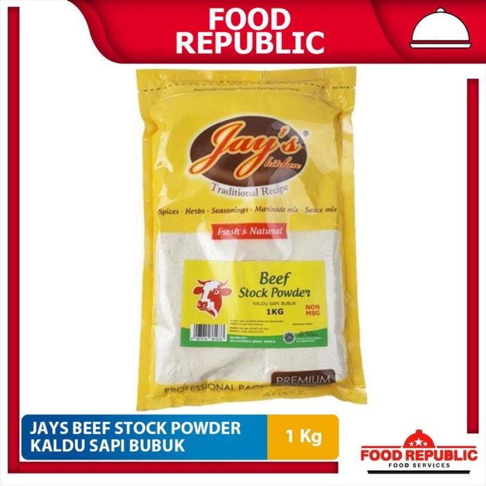 

Lhiu- Jays Beef Stock 1 Kg - Kaldu Sapi Bubuk Non Msg Halal Instant Enak