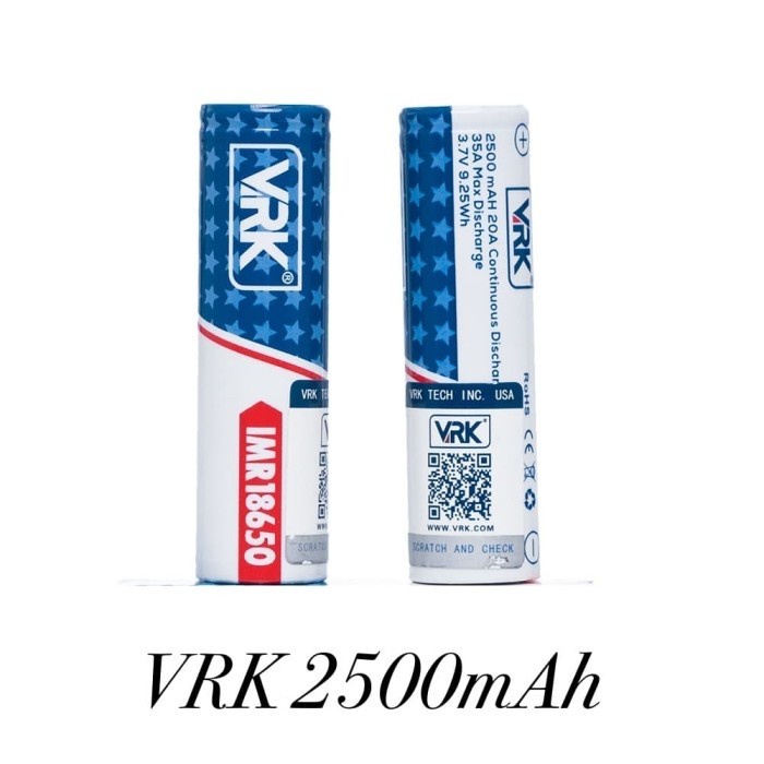 AUTHENTIC BATERAI VRK 2500mAh 35A 18650 Battery Batre VRK USA 1pc