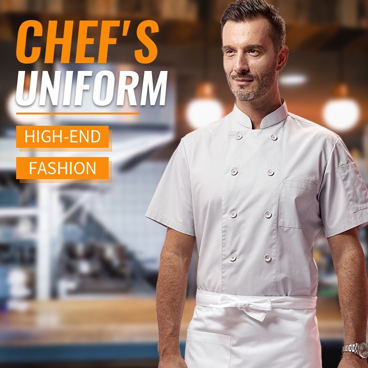 Banjir Bonus 10.10 Baju Chef pria Kameja Jacket baju koki chef baju chef wanita baju kitchen chef pr