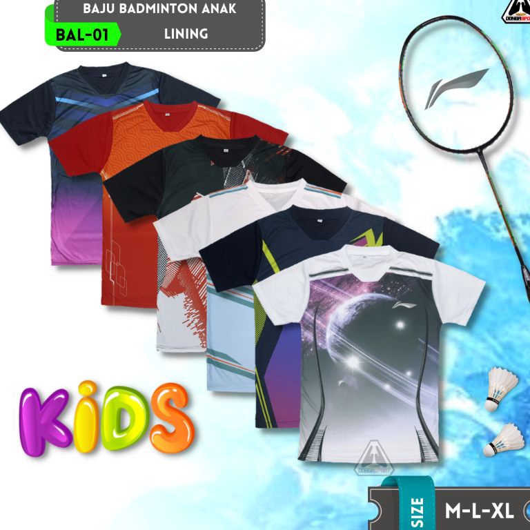 RECOMENDED BAL-01 LN KIDS BAJU BADMINTON ANAK-ANAK JERSEY BADMINTON ANAK KAOS BULUTANGKIS PRINT