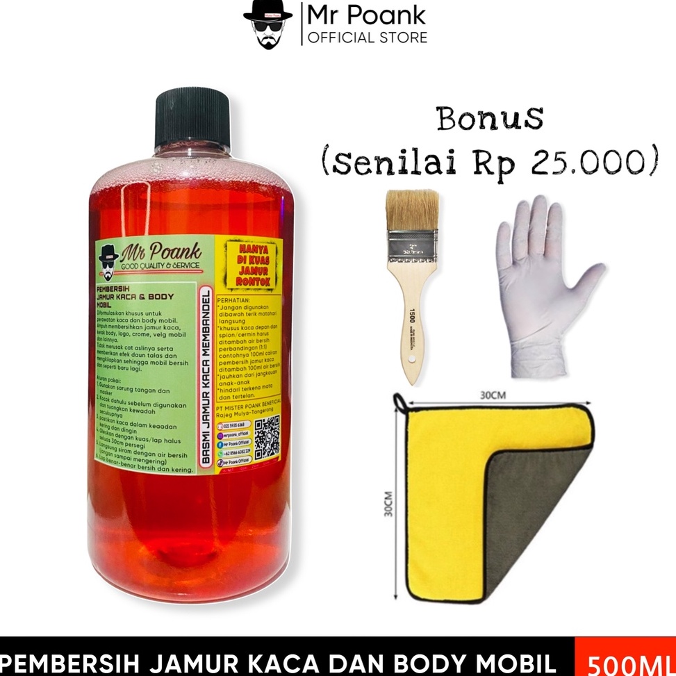 MURAH Mr Poank Cairan Pembersih Jamur Kaca Dan Body Mobil Terbaik Paling Ampuh Garansi Efek Daun Tal