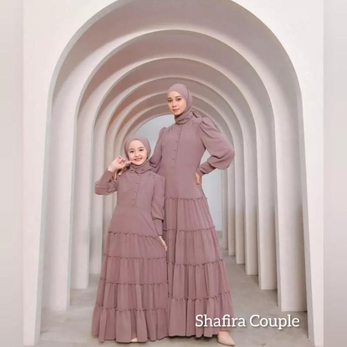 baju gamis couple ibu dan anak perempuan warna putih polos murah bagus