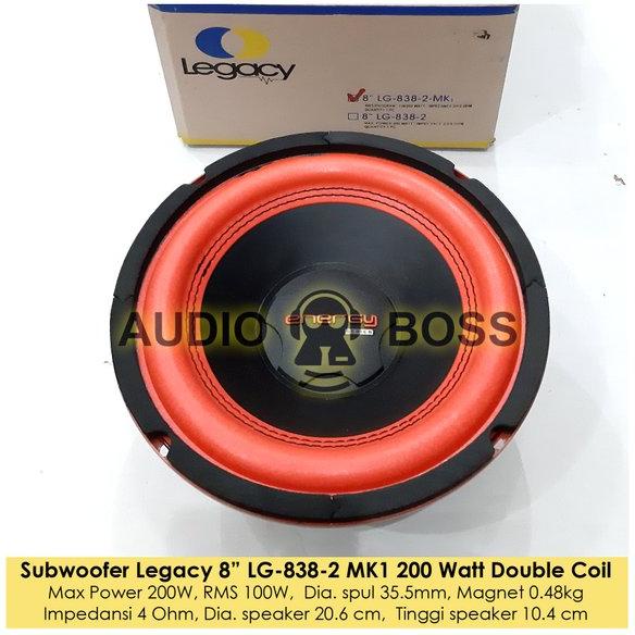 DISKON Subwoofer Legacy 8 inch Energy LG 838-2 Subwoofer 8 inch Legacy LG 838 2 Double Voice Coil 20