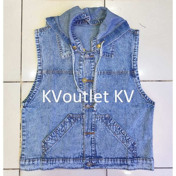 Rompi Jeans Wanita Hoodie Rompi Kupluk Rompi Cewek Wanita Vest Jeans