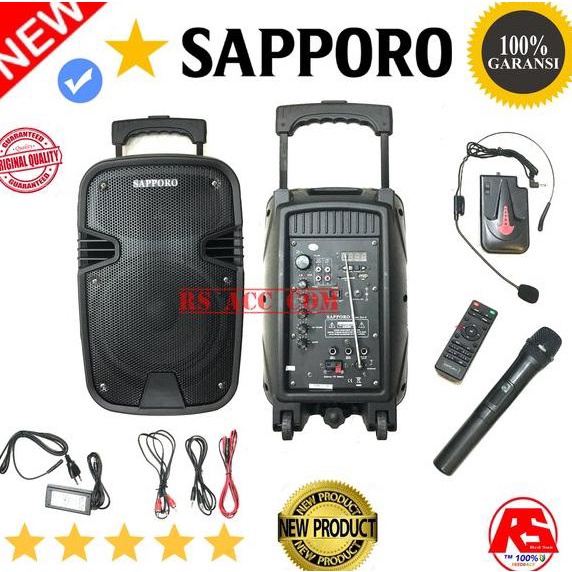 SPEAKER PORTABLE PA SAPPORO 8 inch bluetooth ORIGINAL